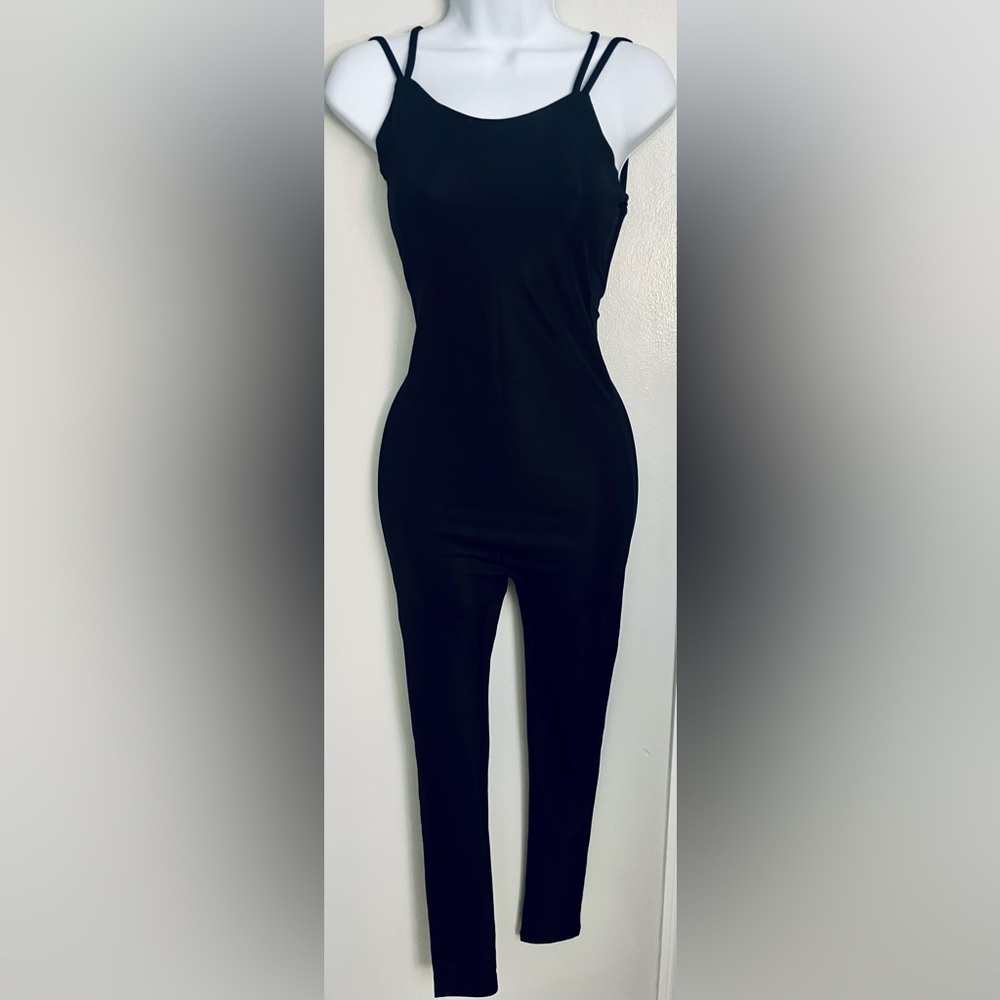 Black Strappy Bodycon Jumpsuit